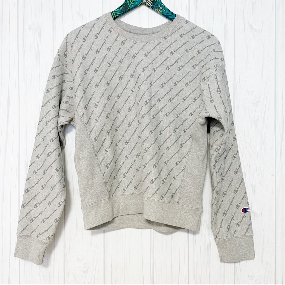 Champion Reverse Weave Gray Logo Sweatshirt Size Medium - Picture 1 of 6